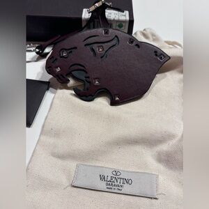 NWT $553 Valentino Caravani Panther Leather   Keychain Bag Charm